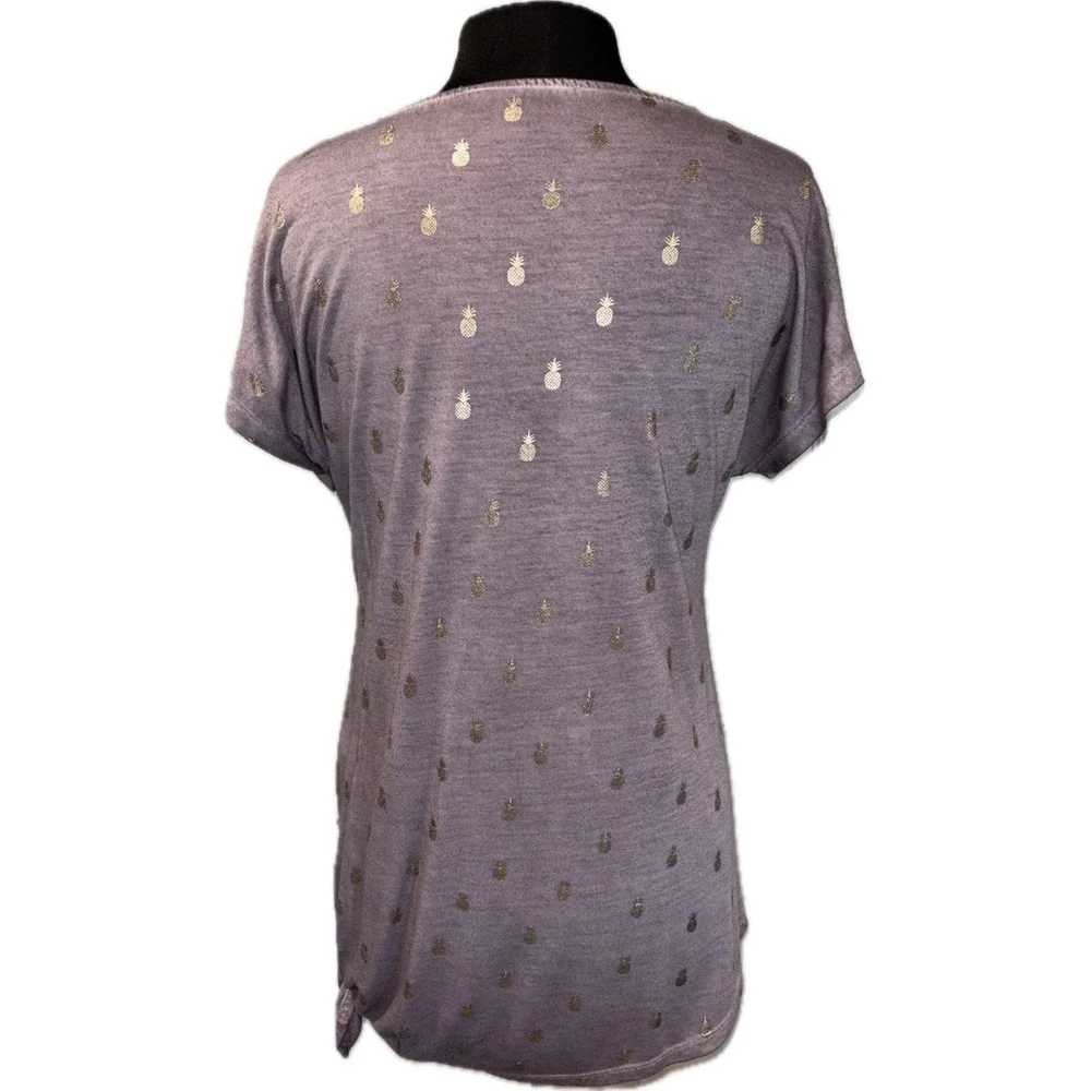 Dantelle Side Tie Tunic Women's M Purple Gold‎ Pineapple Summer Vacation